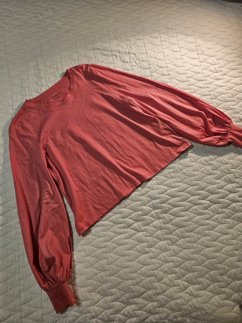 Banana Republic Coral Long-Sleeve Balloon Cuff Tee